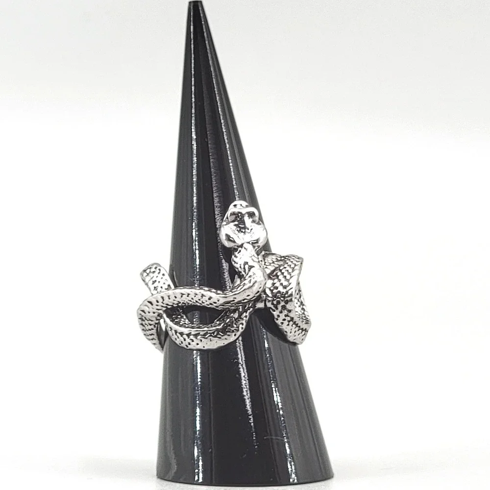 Adjustable Silver Snake Wrap Ring Statement Biker Punk Gothic Women's‎ Jewelry